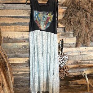 KISS bohemian Graphic Black and White Maxi Dress